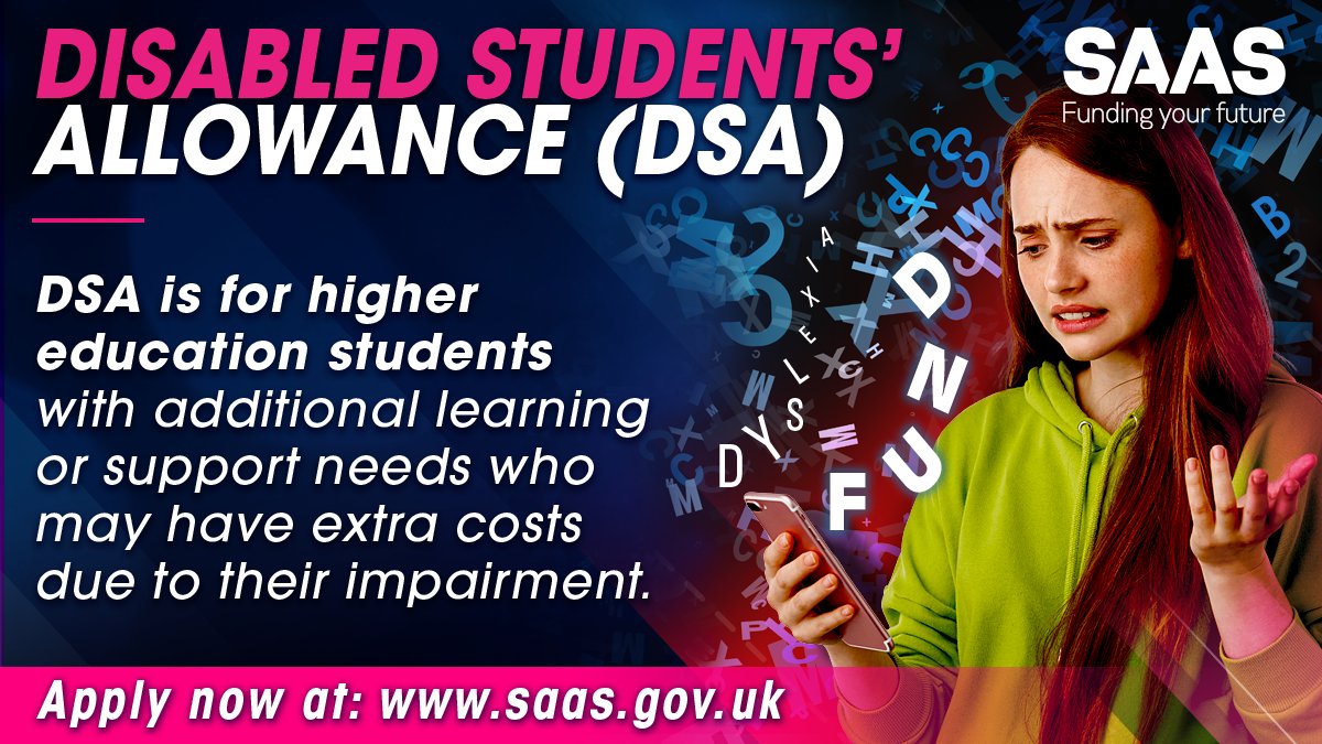 Image showing details of SAAS disabled students' allowance fund.